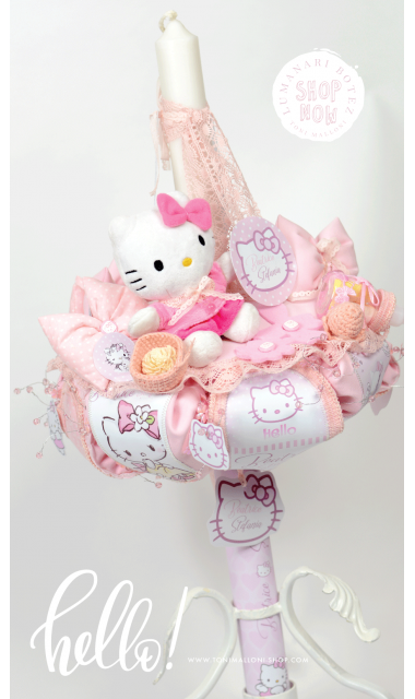 Lumanare de botez pentru fetite cu jucarie de plus Hello Kitty, 65x4 cm 6